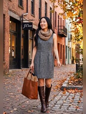 Nwot J.CREW Gray Tweed Sleeveless Wool Blend Sheath Dress